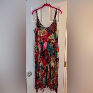 Torrid Multicolor Abstract Leaf Print Knit Dress